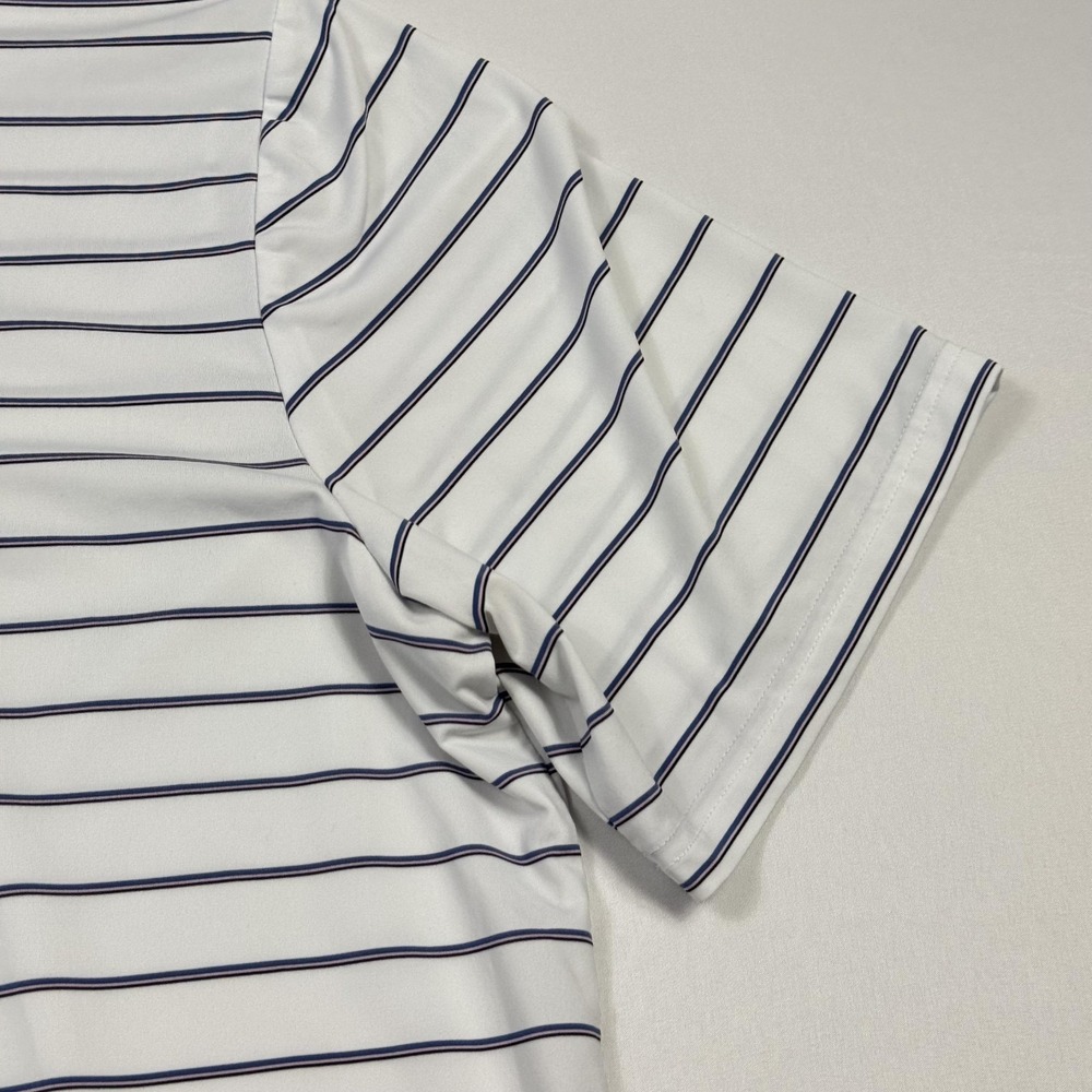 RLX Ralph Lauren Polo Shirt Mens Large White Striped‎ Golf Stretch Performance - Picture 3 of 13